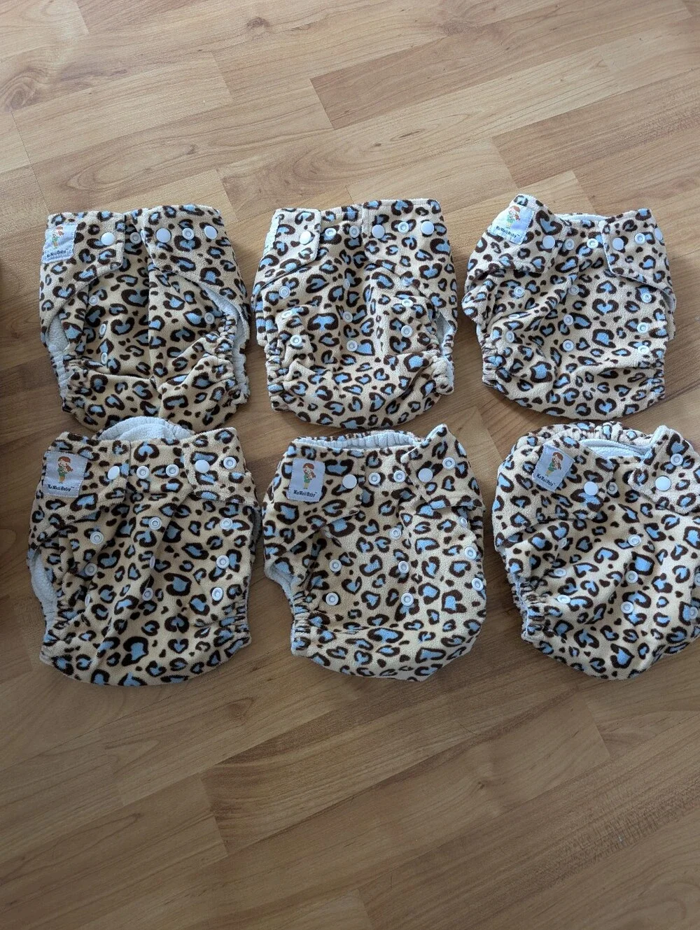 Kawaii Cloth Diaper Lot Bundle All In One Leopard Blue Tan Brown